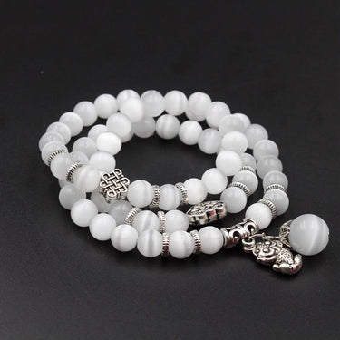 Cat's Eye White Opal Stone Pi Xiu THIRD EYE Wealth Charm Bracelet